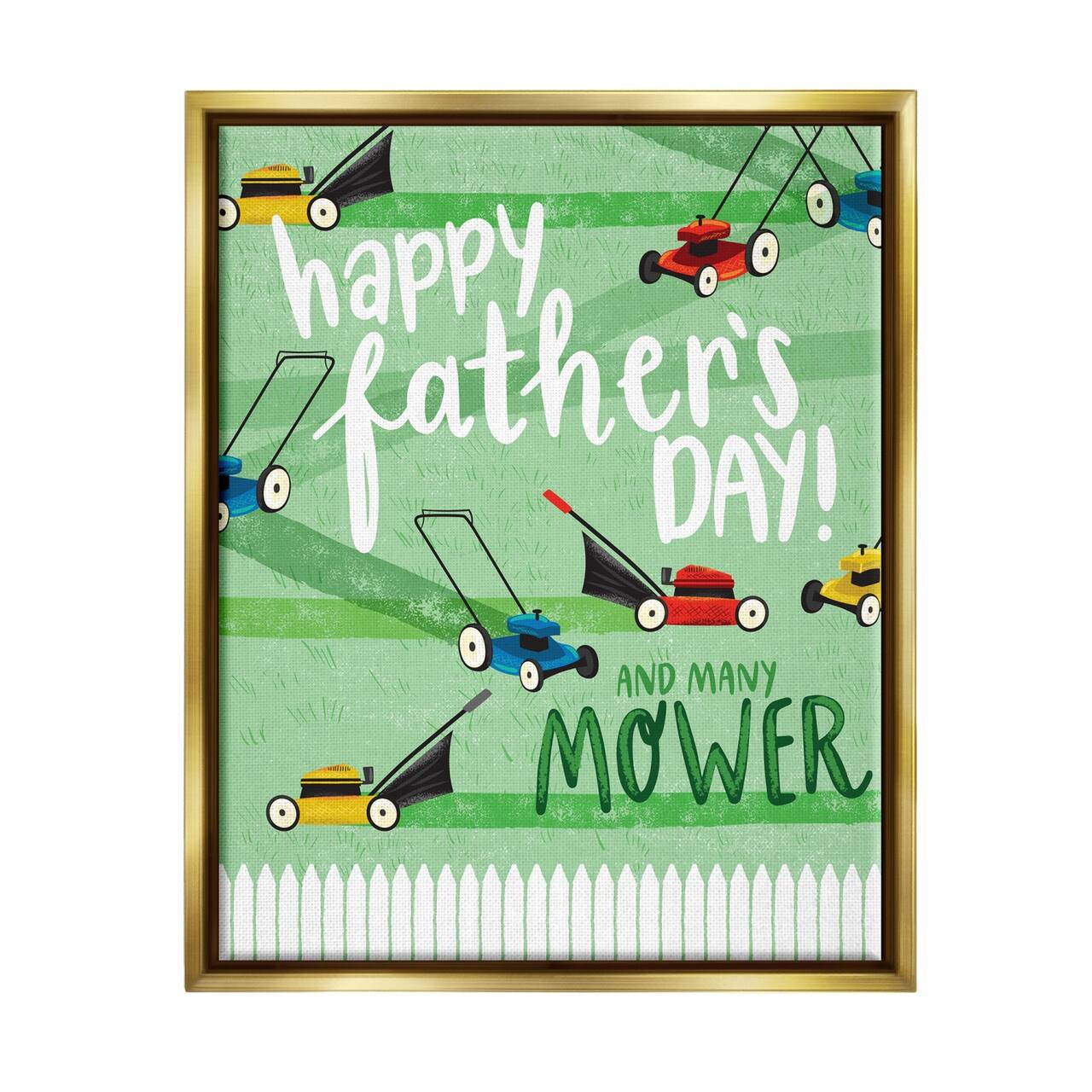 Stupell Industries Happy Father's Day Lawn Mowers Floater Framed Art
